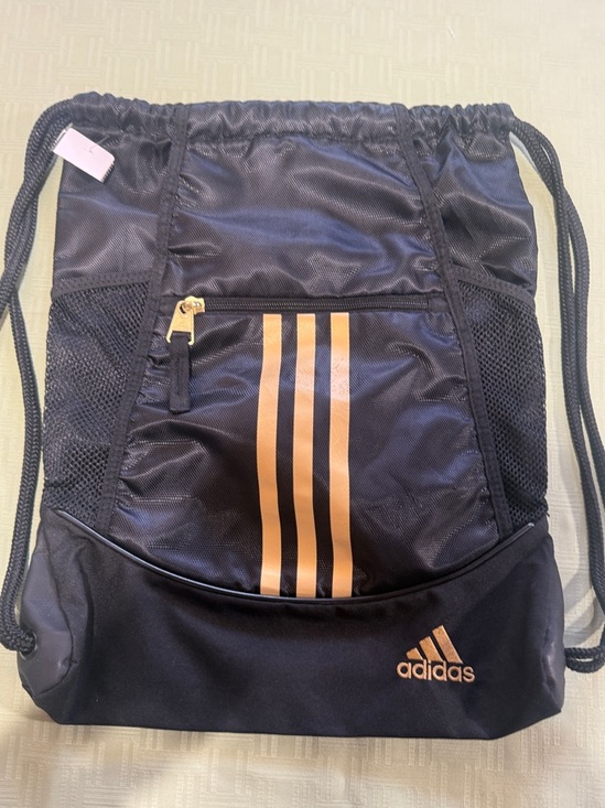 adidas Other - adidas Black Drawstring Backpack with Gold Stripes